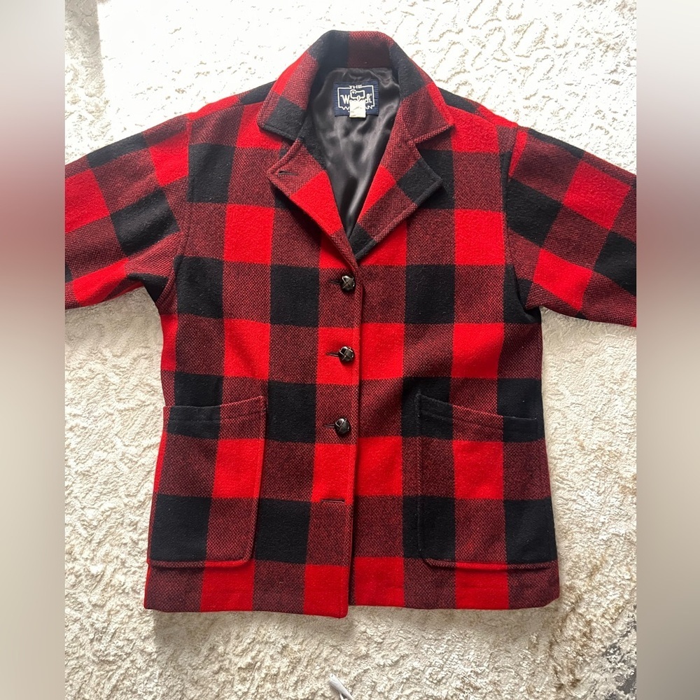 Vintage Woolrich wool Women's buffalo plaid Jacket 80s size large - Picture 1 of 7